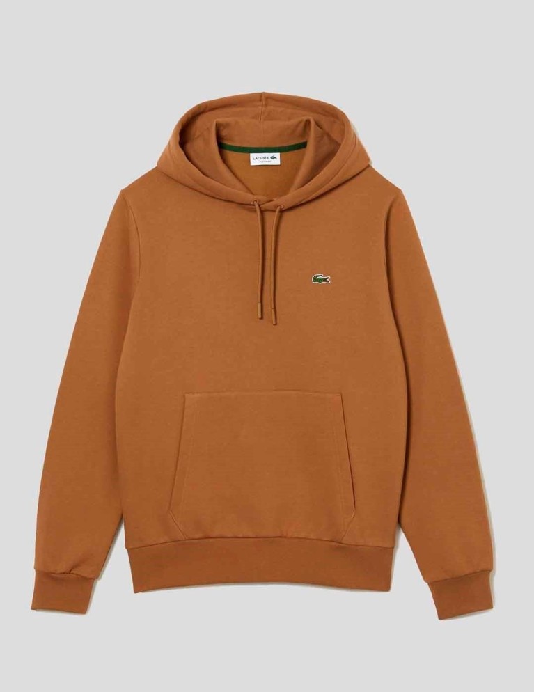 Felpa LACOSTE con cappuccio in cotone biologico a foglia